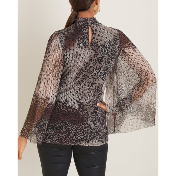 NWT Chico's Cheetah and Snake Print Mesh Knit Ladies Career Party Blouse, S - Picture 7 of 9